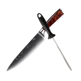 Faca Chef 8" Ruby Elegance Acabamento Aço-Damasco