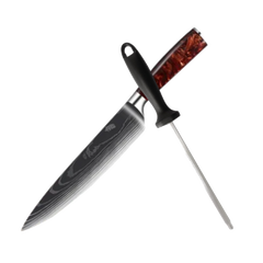 Faca Chef 8" Ruby Elegance Acabamento Aço-Damasco